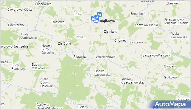 mapa Wojciechowo gmina Siemiątkowo, Wojciechowo gmina Siemiątkowo na mapie Targeo