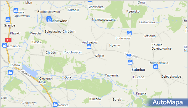 mapa Wójcin gmina Łubnice, Wójcin gmina Łubnice na mapie Targeo