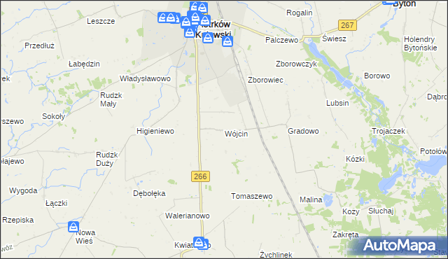 mapa Wójcin gmina Piotrków Kujawski, Wójcin gmina Piotrków Kujawski na mapie Targeo