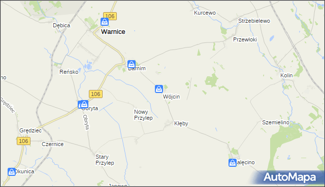 mapa Wójcin gmina Warnice, Wójcin gmina Warnice na mapie Targeo