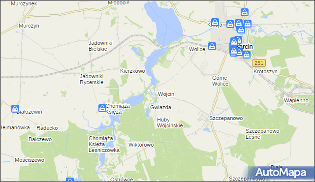 mapa Wójcin gmina Żnin, Wójcin gmina Żnin na mapie Targeo