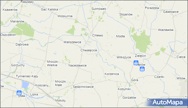 mapa Wójcinek gmina Goszczanów, Wójcinek gmina Goszczanów na mapie Targeo
