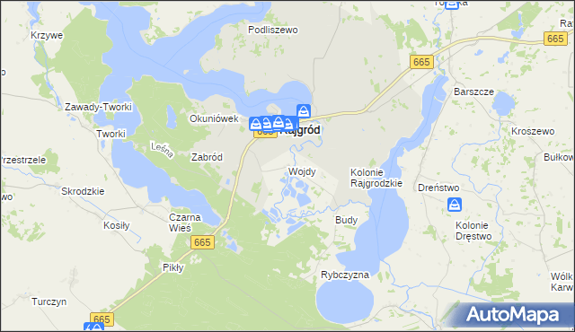mapa Wojdy, Wojdy na mapie Targeo