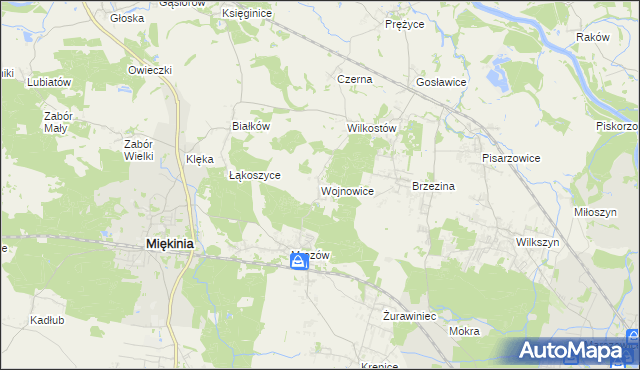 mapa Wojnowice gmina Miękinia, Wojnowice gmina Miękinia na mapie Targeo