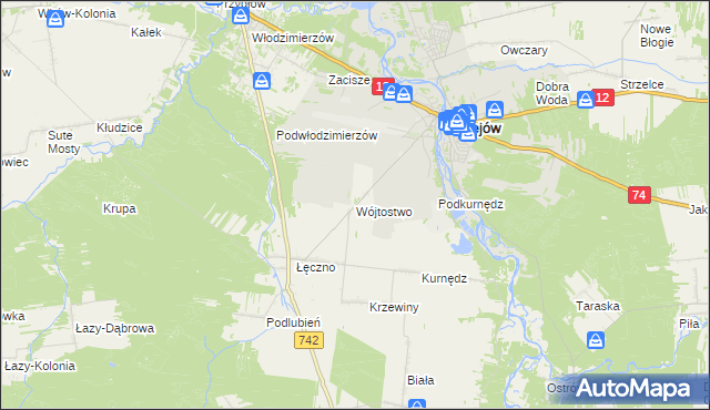 mapa Wójtostwo gmina Sulejów, Wójtostwo gmina Sulejów na mapie Targeo