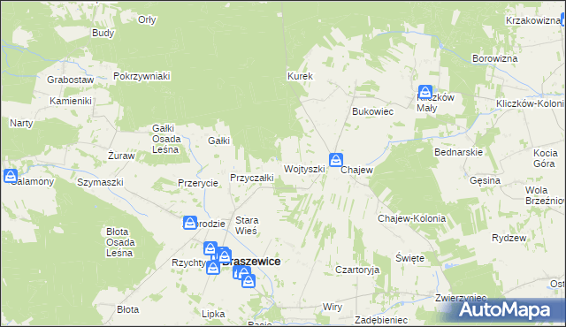 mapa Wojtyszki, Wojtyszki na mapie Targeo