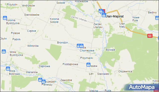 mapa Wola Chomejowa, Wola Chomejowa na mapie Targeo