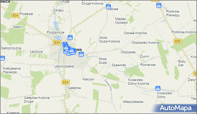 mapa Wola Duża gmina Bychawa, Wola Duża gmina Bychawa na mapie Targeo