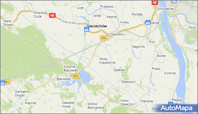 mapa Wola Klasztorna, Wola Klasztorna na mapie Targeo