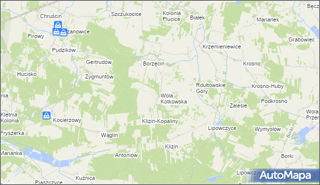 mapa Wola Kotkowska, Wola Kotkowska na mapie Targeo