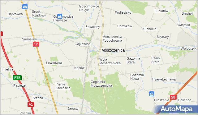 mapa Wola Moszczenicka, Wola Moszczenicka na mapie Targeo