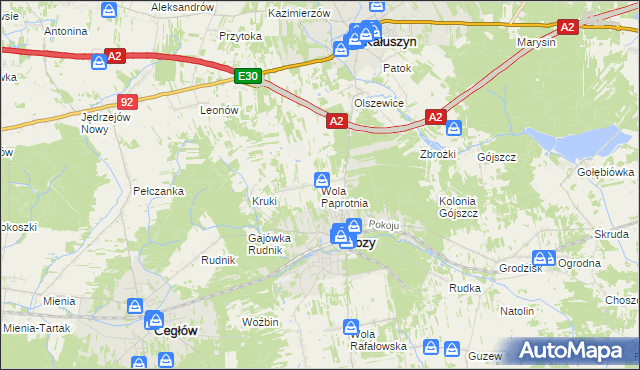 mapa Wola Paprotnia, Wola Paprotnia na mapie Targeo