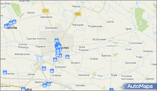 mapa Wola Popowa, Wola Popowa na mapie Targeo