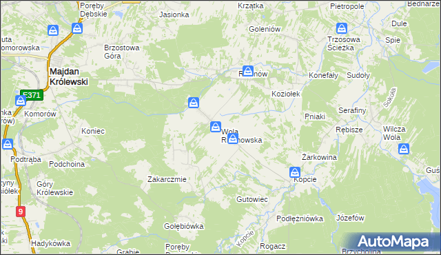 mapa Wola Rusinowska, Wola Rusinowska na mapie Targeo