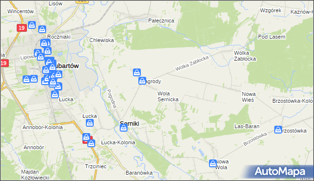mapa Wola Sernicka, Wola Sernicka na mapie Targeo
