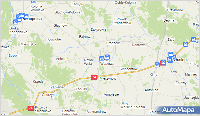 mapa Wola Wiązowa, Wola Wiązowa na mapie Targeo