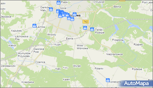 mapa Wola Wiśniowa, Wola Wiśniowa na mapie Targeo