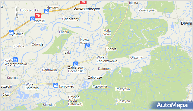 mapa Wola Zabierzowska, Wola Zabierzowska na mapie Targeo