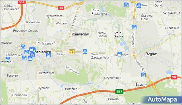 mapa Wola Zaradzyńska, Wola Zaradzyńska na mapie Targeo