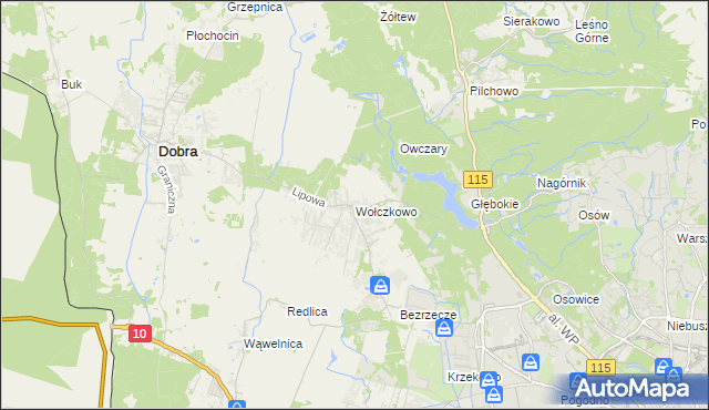 mapa Wołczkowo, Wołczkowo na mapie Targeo