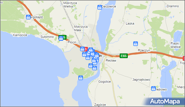 mapa Wolin, Wolin na mapie Targeo