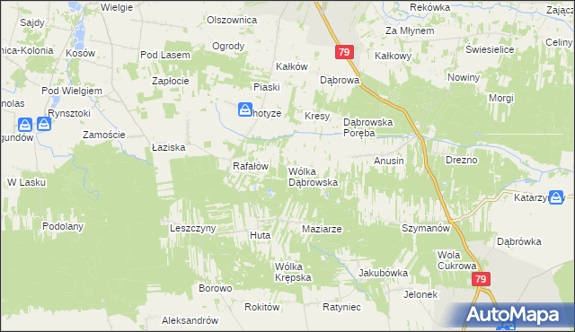 mapa Wólka Dąbrowska, Wólka Dąbrowska na mapie Targeo