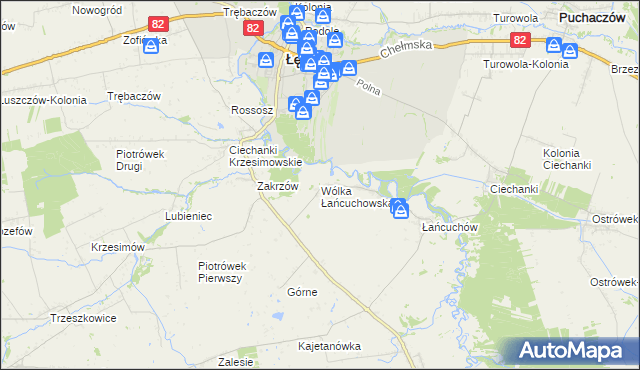 mapa Wólka Łańcuchowska, Wólka Łańcuchowska na mapie Targeo