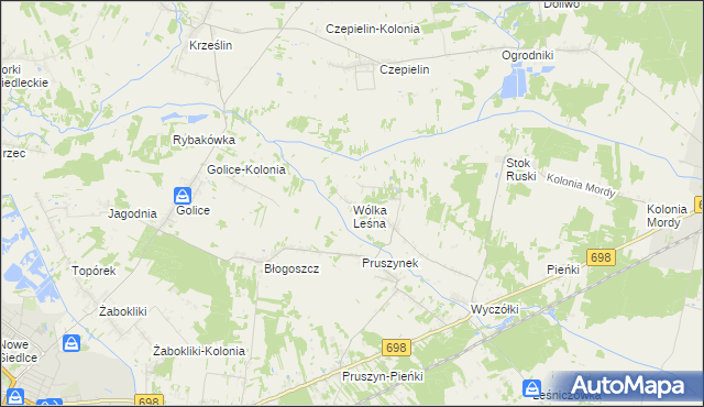 mapa Wólka Leśna, Wólka Leśna na mapie Targeo