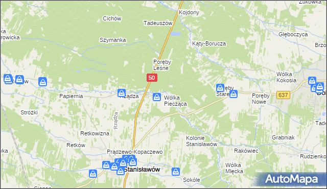 mapa Wólka Piecząca, Wólka Piecząca na mapie Targeo