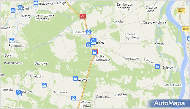mapa Wólka Tarłowska, Wólka Tarłowska na mapie Targeo