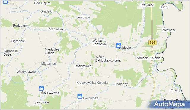 mapa Wólka Zabłocka-Kolonia, Wólka Zabłocka-Kolonia na mapie Targeo