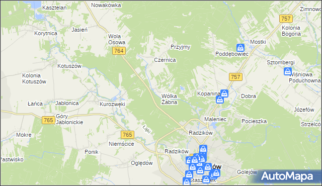 mapa Wólka Żabna, Wólka Żabna na mapie Targeo