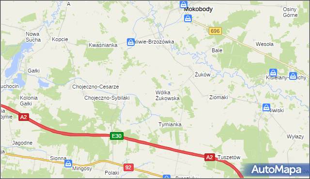 mapa Wólka Żukowska, Wólka Żukowska na mapie Targeo