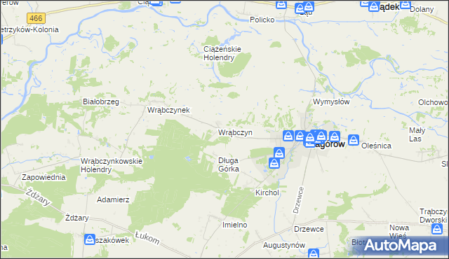 mapa Wrąbczyn Górski, Wrąbczyn Górski na mapie Targeo