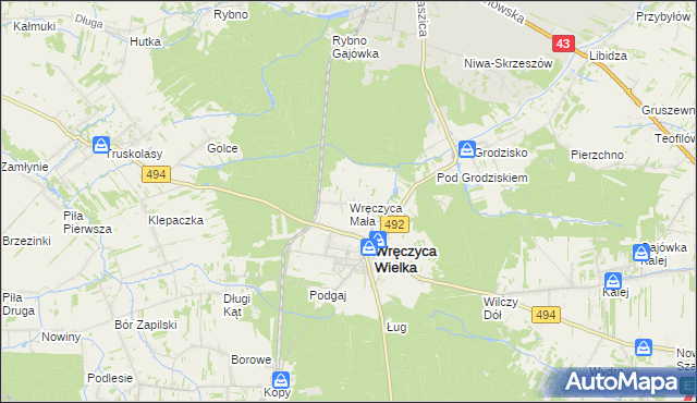 mapa Wręczyca Mała, Wręczyca Mała na mapie Targeo