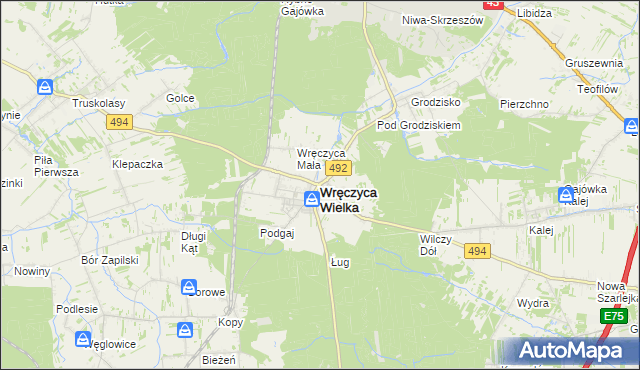 mapa Wręczyca Wielka, Wręczyca Wielka na mapie Targeo