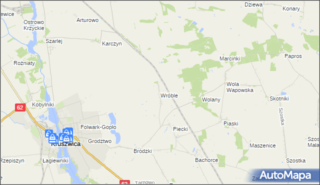 mapa Wróble gmina Kruszwica, Wróble gmina Kruszwica na mapie Targeo