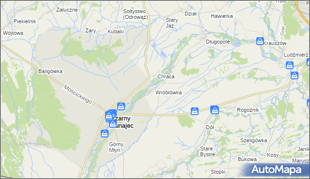 mapa Wróblówka gmina Czarny Dunajec, Wróblówka gmina Czarny Dunajec na mapie Targeo