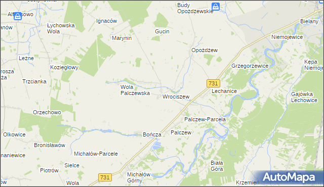 mapa Wrociszew, Wrociszew na mapie Targeo