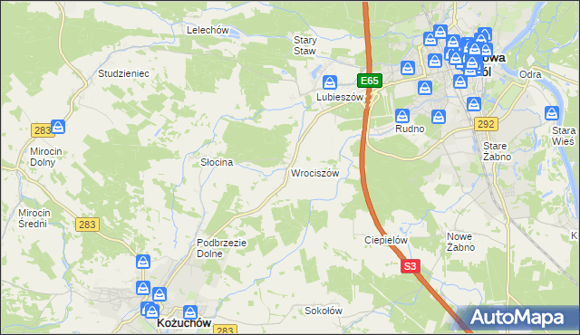 mapa Wrociszów, Wrociszów na mapie Targeo