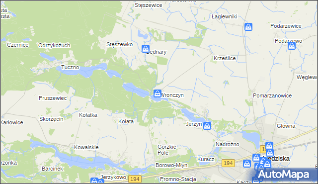 mapa Wronczyn gmina Pobiedziska, Wronczyn gmina Pobiedziska na mapie Targeo