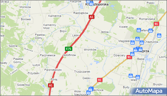 mapa Wroników, Wroników na mapie Targeo