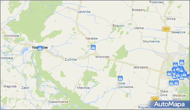 mapa Wroniniec, Wroniniec na mapie Targeo