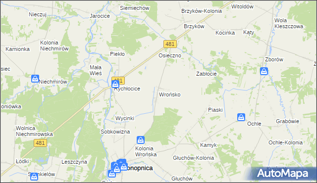 mapa Wrońsko, Wrońsko na mapie Targeo