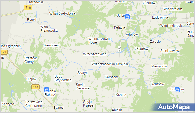 mapa Wrzeszczewice-Tomaszew, Wrzeszczewice-Tomaszew na mapie Targeo