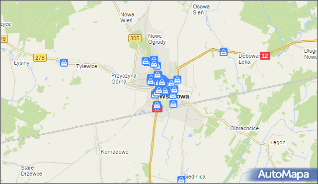 mapa Wschowa, Wschowa na mapie Targeo