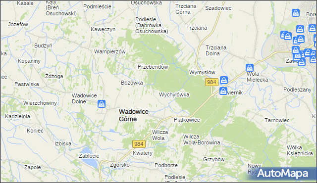 mapa Wychylówka, Wychylówka na mapie Targeo