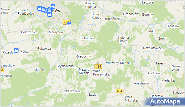 mapa Wygoda gmina Bełchatów, Wygoda gmina Bełchatów na mapie Targeo