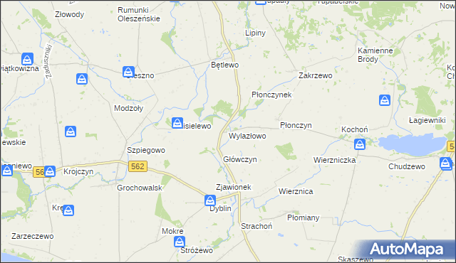 mapa Wylazłowo gmina Wielgie, Wylazłowo gmina Wielgie na mapie Targeo