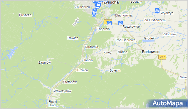 mapa Wymysłów gmina Borkowice, Wymysłów gmina Borkowice na mapie Targeo